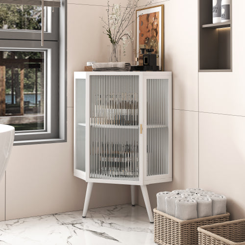 White Conical Glass Cabinet