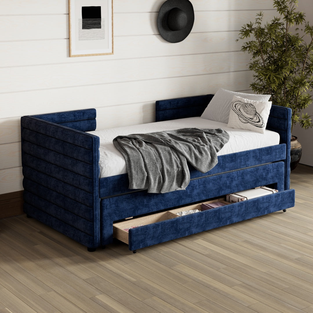 Beige Chenille Daybed Trundle