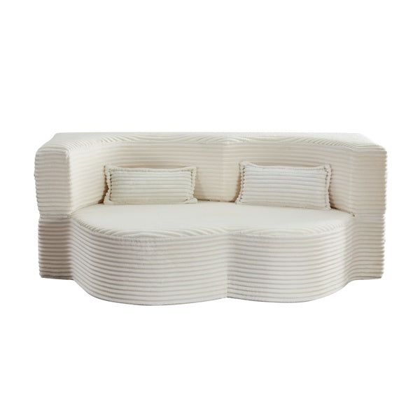 Beige Corduroy Floor Sofa