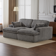 Grey Corduroy Chaise Lounge Deep Seat Assembled