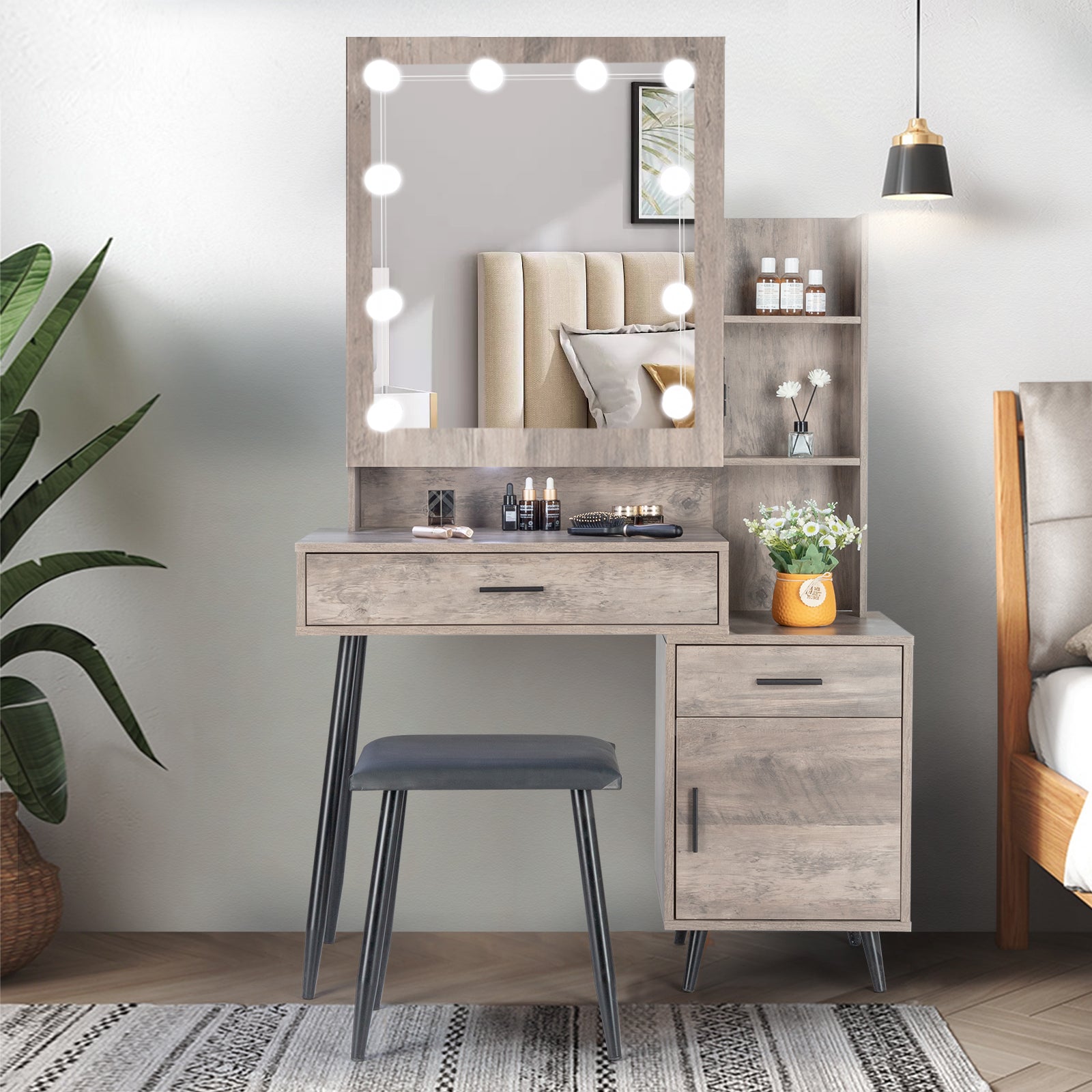 Metallic Industrial Vanity Table