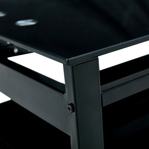 Black Glass Lift Top Table Two-Layer Storage