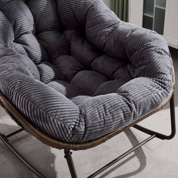 Outdoor Rattan Rocking Chair,Padded Cushion Rocker Recliner Chair Outdoor For Front Porch, Living Room, Patio, Garden, Grey-Prohibited From Selling On Temu