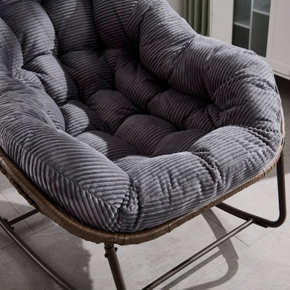 Outdoor Rattan Rocking Chair,Padded Cushion Rocker Recliner Chair Outdoor For Front Porch, Living Room, Patio, Garden, Grey-Prohibited From Selling On Temu