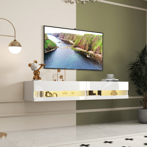 Wall Mounted TV Stand LED Charging Station Living Room