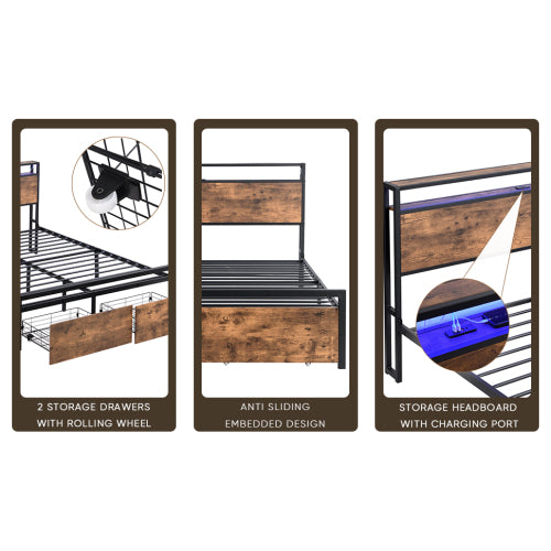 Metal Storage Platform Bed
