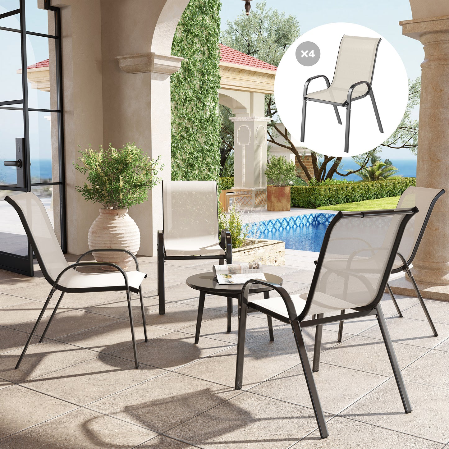 Set of 4 Outdoor Dining Chairs