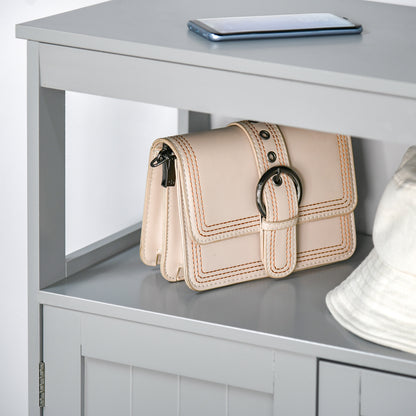 Freestanding Modern Bathroom Storage Cabinet, with Doors and Open Shelf, Bathroom Organizer Furniture, Grey