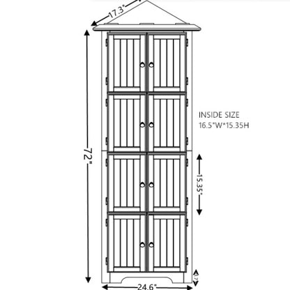 4-Tier 72 Corner Kitchen Pantry Storage Cabinet With 8 Doors Tall Storage Cabinet, Corner Cabinet And Adjustable Shelves, Home Farmhouse Bookshelf Cabinet For Bathroom, Living Room, Kitchen OAK