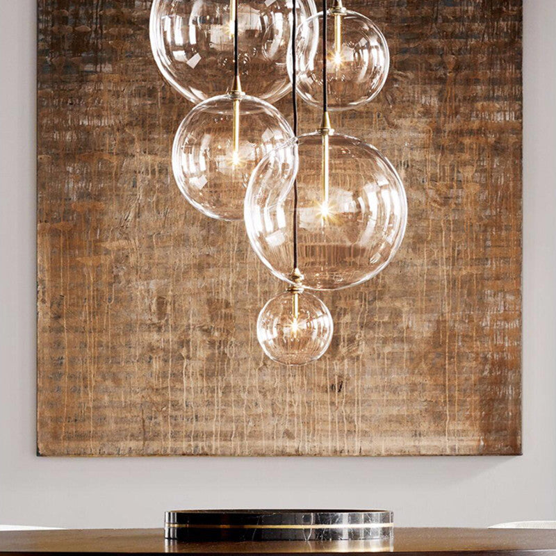Simple Glass Chandelier Transparent Ball Lamp