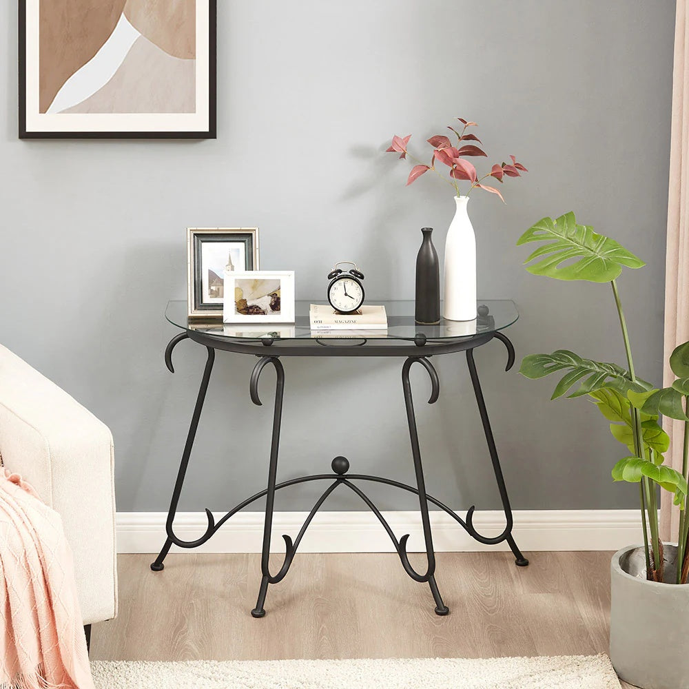 Black Glass Console Table
