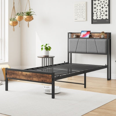 Black Metal Storage Bed