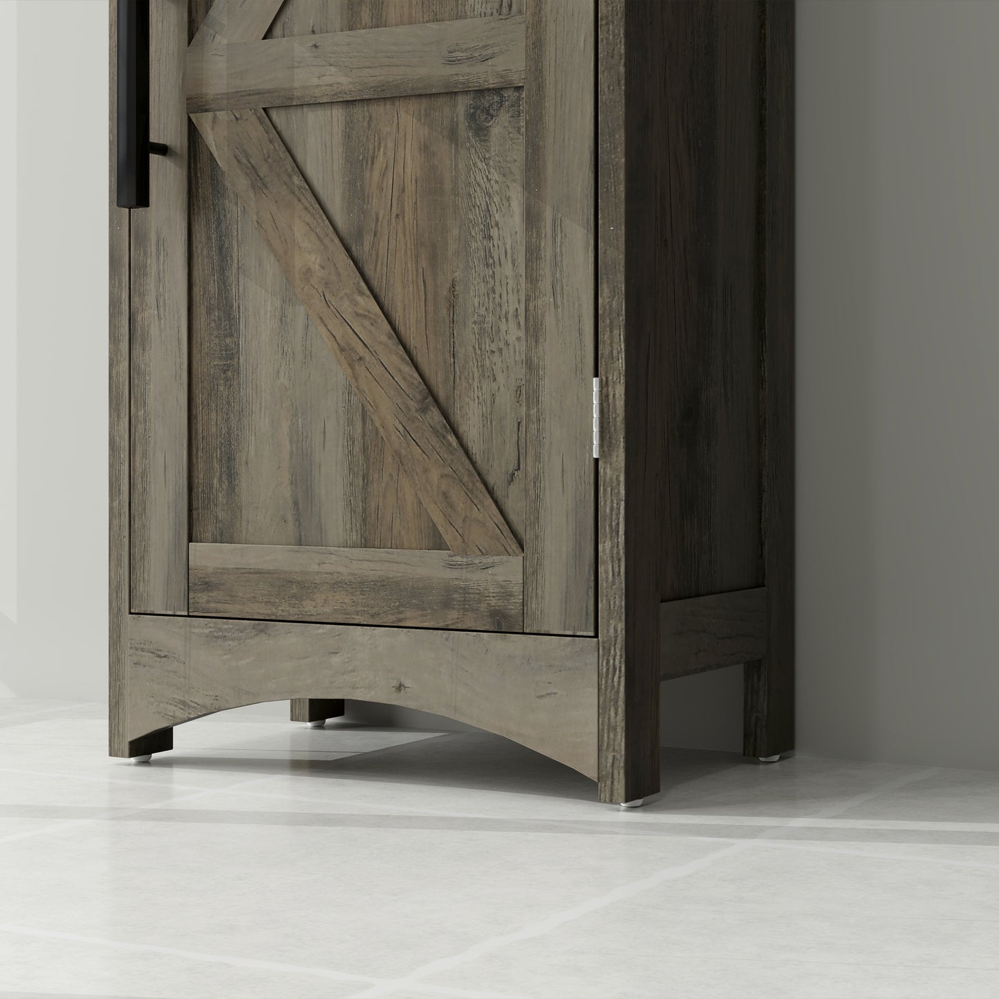 Farmhouse Tall Slim Bathroom Storage Cabinet with Recessed Drawer