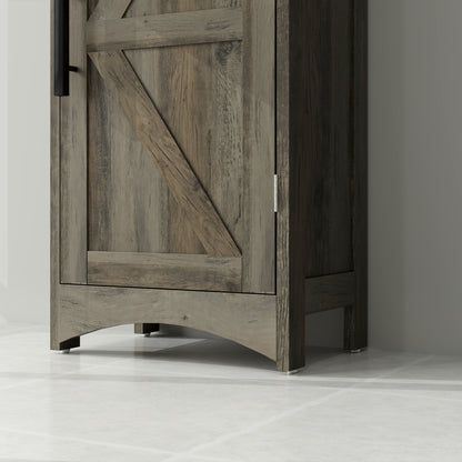 Farmhouse Tall Slim Bathroom Storage Cabinet with Recessed Drawer