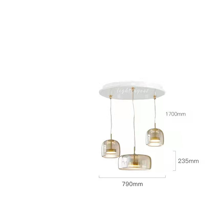 Cognac Glass Disc Chandelier