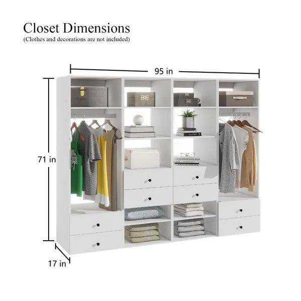 White Wall Mounted Closet Organizer With Shelves