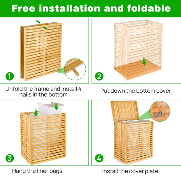 Bamboo Foldable Laundry Basket
