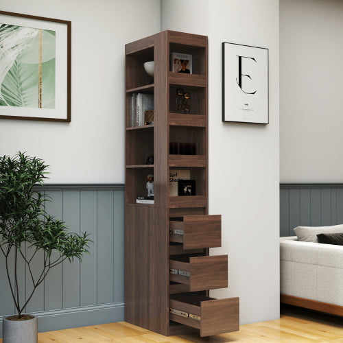 Wooden Display Cabinet Modern Tall Bookshelf Living Room