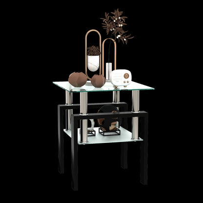 1-Piece Modern Tempered Glass Tea Coffee Table, Square For Living Room