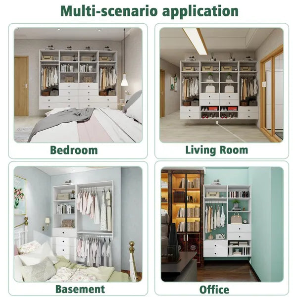 White Wall Mounted Closet Organizer With Shelves