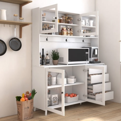 White Kitchen Hutch Cabinet Spacious Storage Kitchen