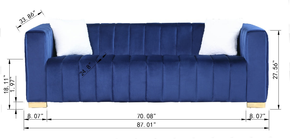 Navy Channel Chesterfield Sofa