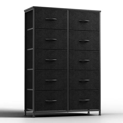 Bedside Table For Bedroom With 10 Fabric Drawers Storage Cabinet Steel Frame Closet For Clothes Storage Display Cabinet