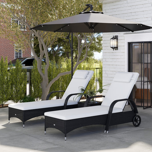 Outdoor Chaise Lounge Chair Set of 3 with Side Table