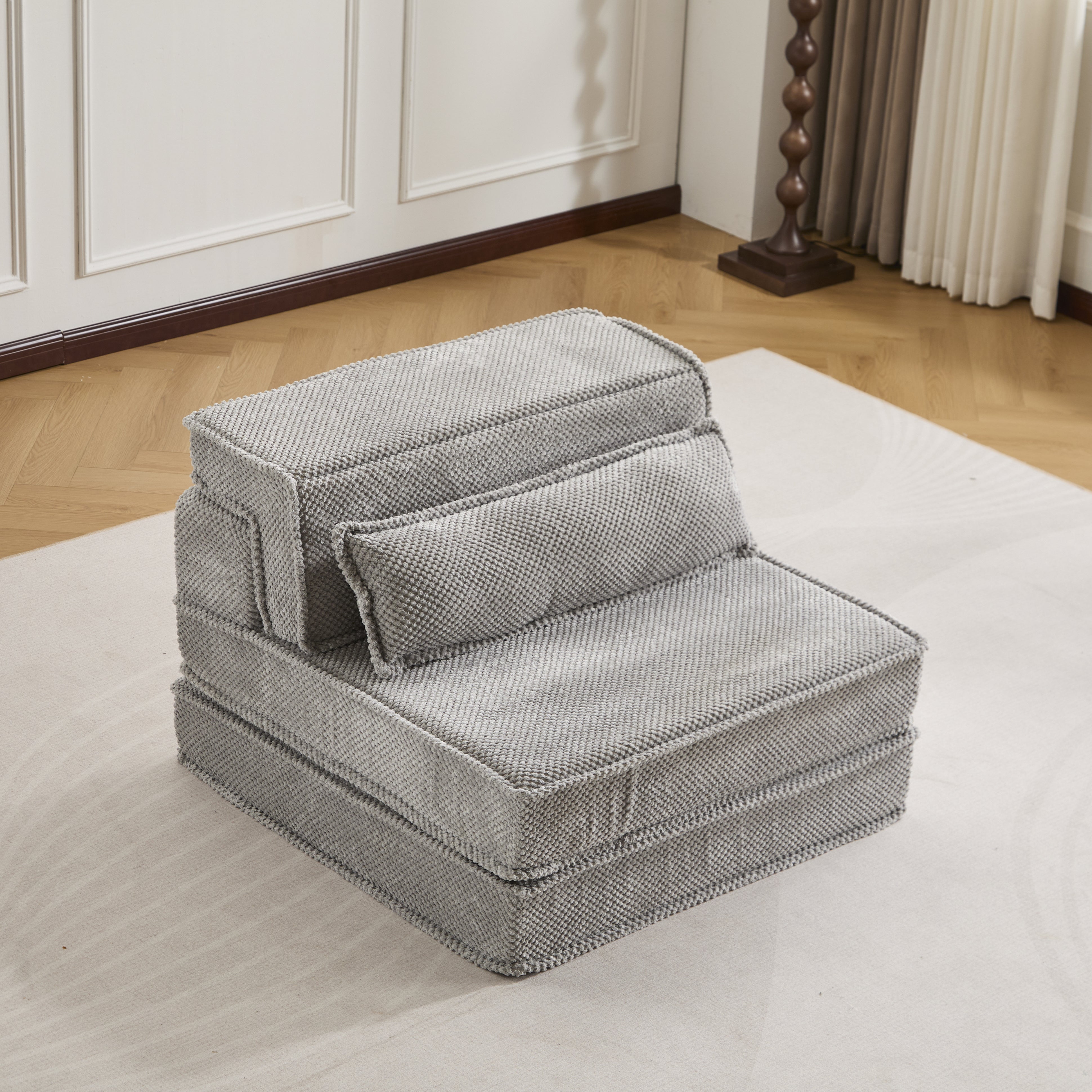 Grey Fleece Floor Sofa
