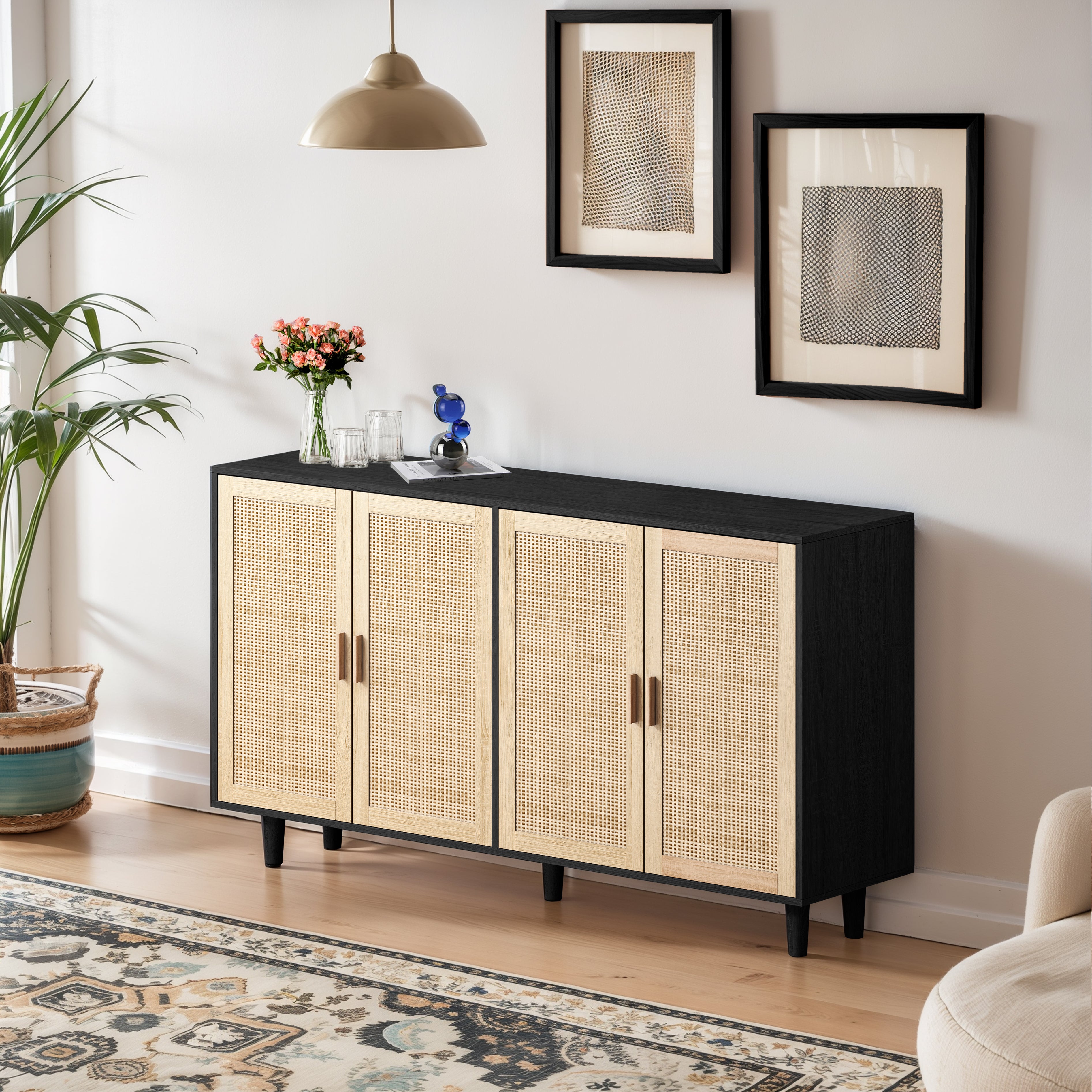 Rattan Four-Door Cabinet