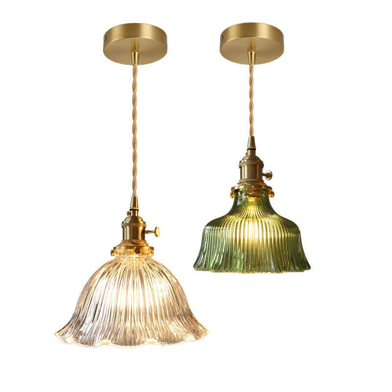 Japanese Retro Brass Glass Pendant Light