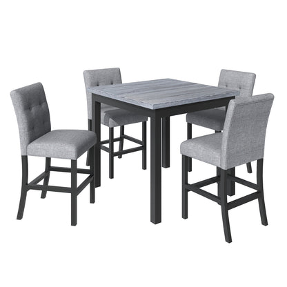 TOPMAX 5-Piece Counter Height Dining Set, Wood Table  Chairs Stools W Footrest