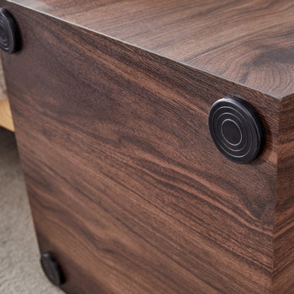 16x16x16 Inch Walnut Wood Grain MDF Coffee Table - Luxurious Design, Perfect Living Room Accent.Cube Fashion Texture Design Coffee Table, Suitable For Various Situations And Scenes