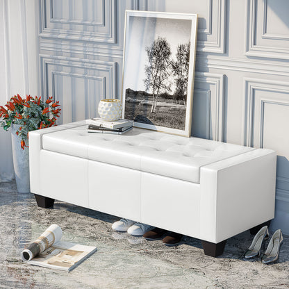 50.5" Faux Leather Rectangular Tufted Storage Ottoman for Living Room