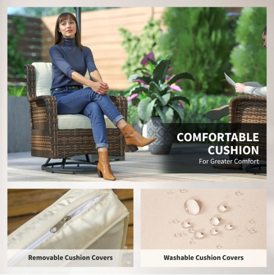 Wicker Swivel Patio Set