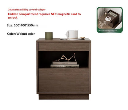 Chengrou Minimalist Bedside Table Multifunctional Concealed Compartment Bedside Table With Lock Storage Cabinet For Home And Bedroom Use