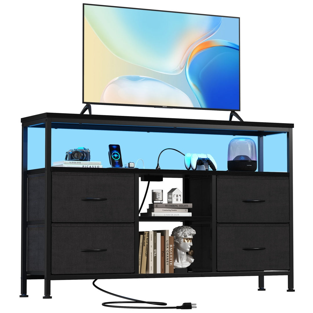 Black LED Drawer TV Stand