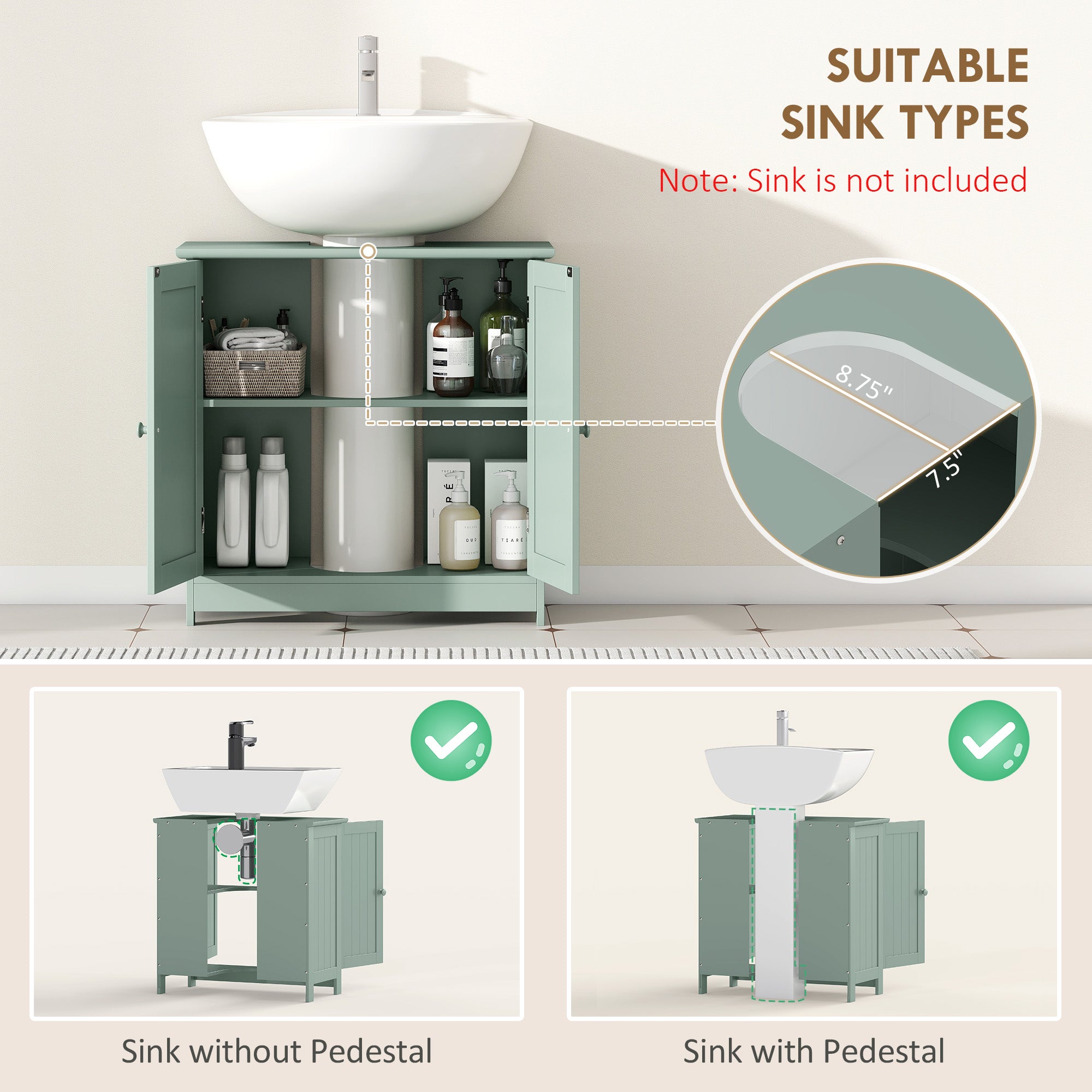 Green Vanity Storage Cabinet