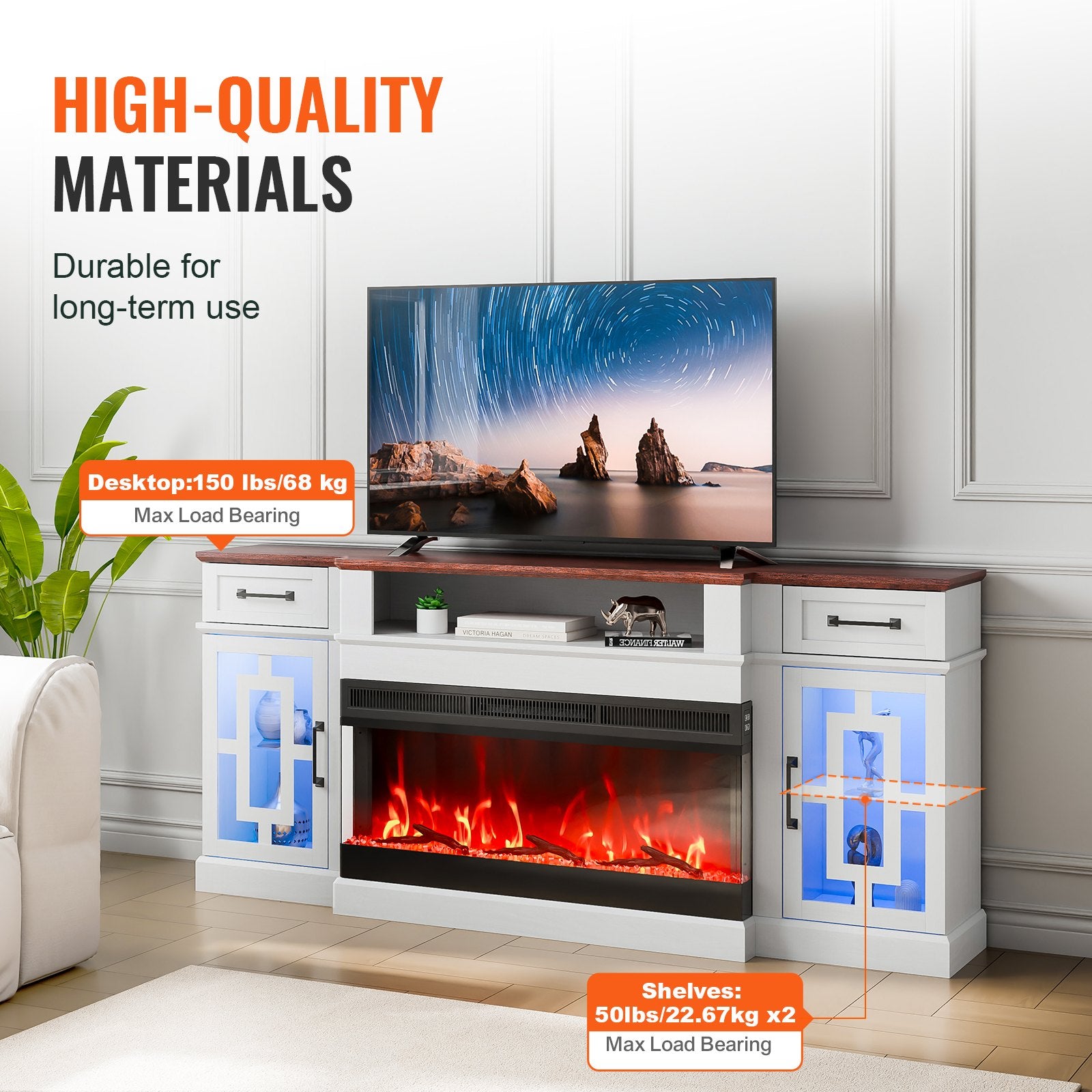 Walnut Fireplace TV Console