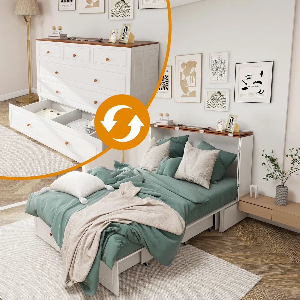 White Wood Murphy Bed
