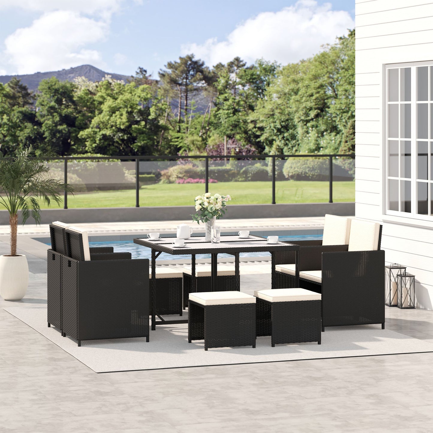 9 Pieces Outdoor Dining Set for 8