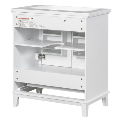 30 Bathroom Vanity With Sink Combo, Multi-functional Bathroom Cabinet With Doors And Drawer, Solid Frame And MDF Board, White