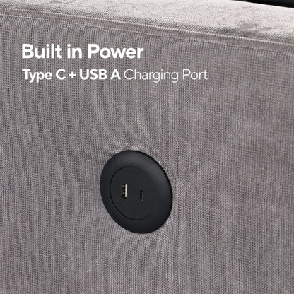 Upholstery Sleeper GREY Sectional Sofa With Storage Space, USB Port, 2 Cup Holders On Back Cushions