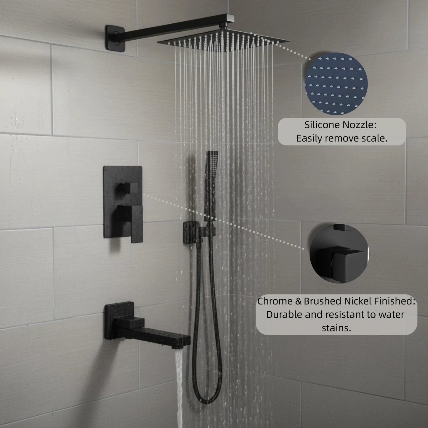 Rain Shower System Matte Black