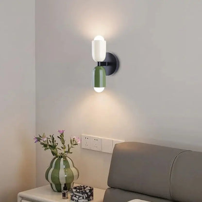 DecorBites™ Cream 2Head Macaron LED Wall Lamp in Black for Home Decor