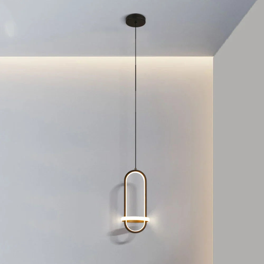 Gold Minimalist Pendant Light Black Bedroom