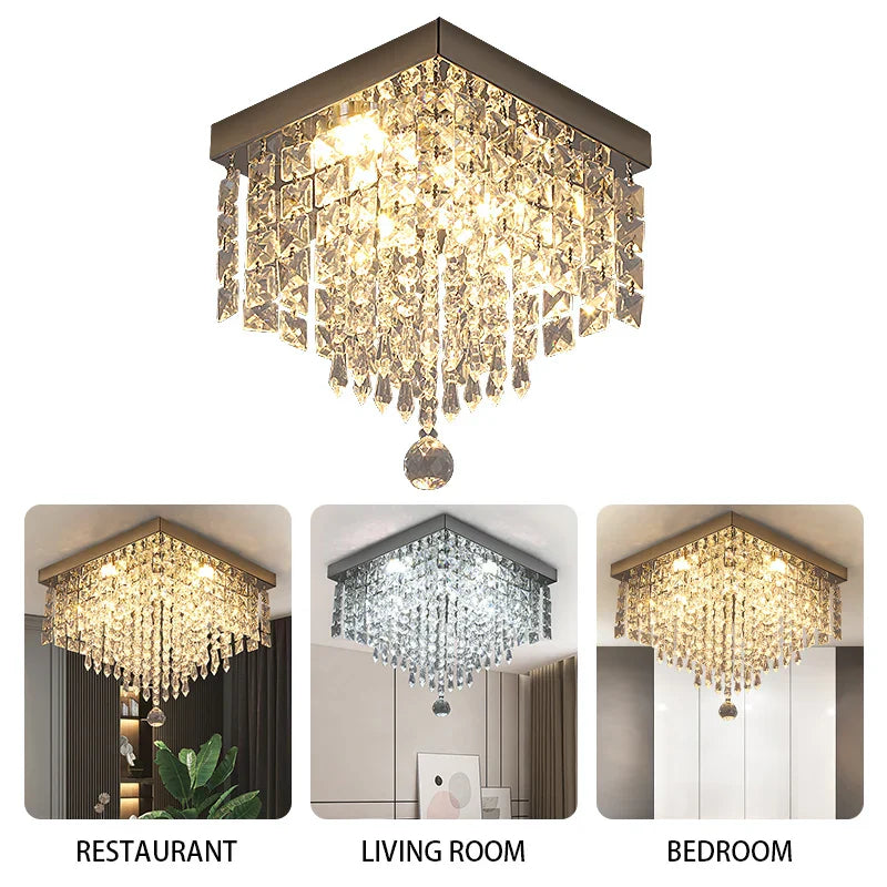DecorBites™ Crystal LED Chandelier Ceiling Lamp for Luxe Home Decor