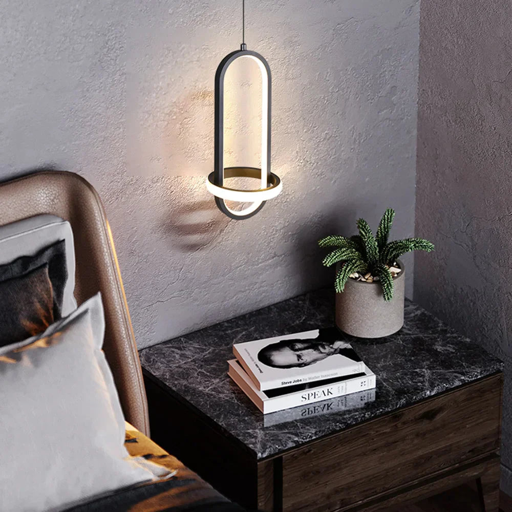 Gold Minimalist Pendant Light Black Bedroom