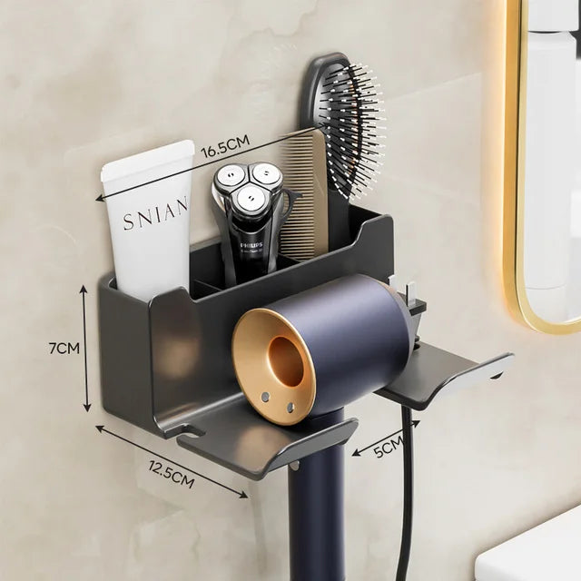 DecorBites™ Hair Dryer Holder and Bathroom Shelves with Storage Box