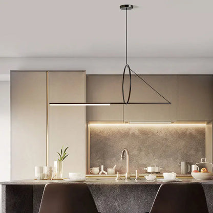 DecorBites™ Art Line LED Chandelier Black Iron Pendant Light for Dining Kitchen Bar